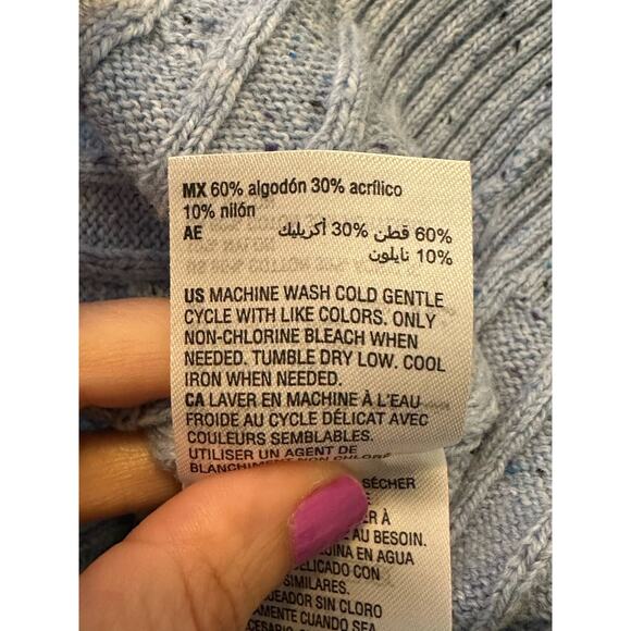 Karen Scott light blue cable knit sweater size PM - Picture 5 of 10